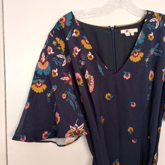 Boden Navy Floral Emilie Midi Dress - Picture 4 of 9